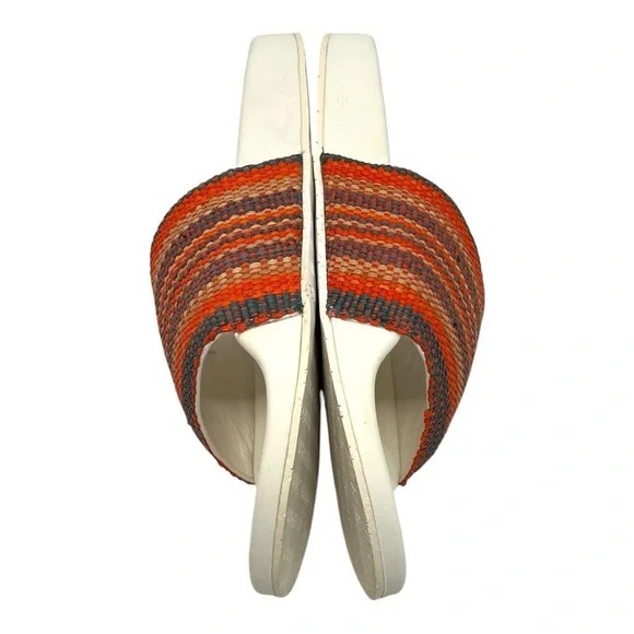 Zimmermann Beach Stripe Woven Raffia Pool Slides Red and Orange Sandals Women 39 - Picture 11 of 16